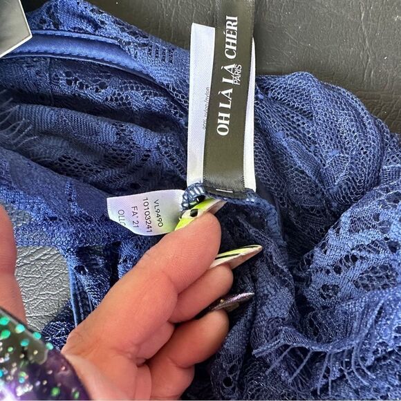 NWT Oh La La Cheri all over lace fitted lace chemise w/padded shelf cup Sz S set - Picture 9 of 12